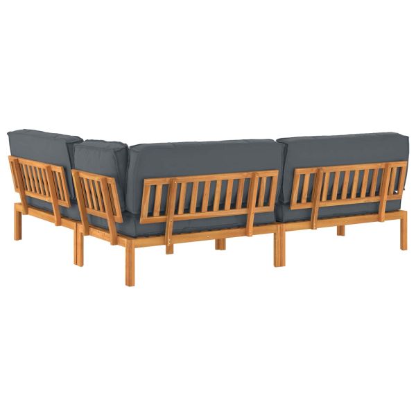 Комплект дивани 4 pcs Антрацит Солидно акациево дърво