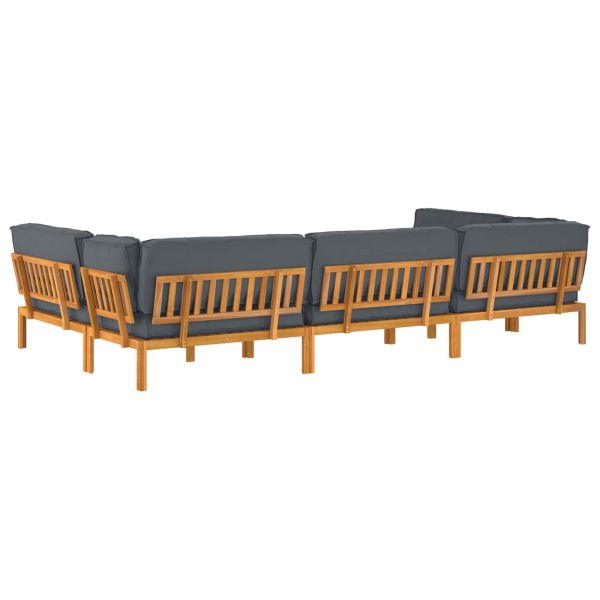 Комплект дивани 6 pcs Антрацит Солидно акациево дърво