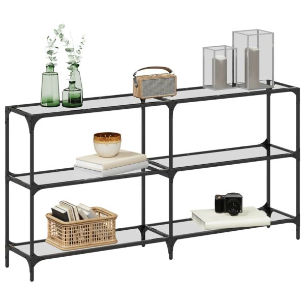 Конзолна маса с прозрачен стъклен плот 158,5x30x81 см стомана