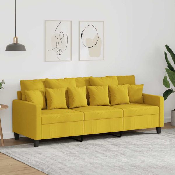 3-местен диван, светложълт, 180 см, плат