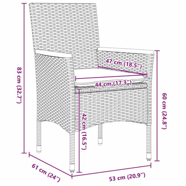 Комплект за хранене в градината 3 pcs Черно полиратан