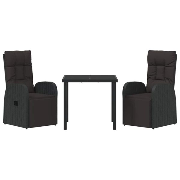 Комплект за хранене в градината 3 pcs Черно полиратан