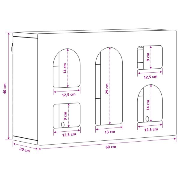Висящ шкаф с рафт Сонома дъб 60 x 20 x 40 см Инженерно дърво