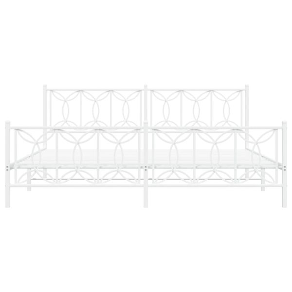 Метална рамка за легло с горна и долна табла, бяла, 200x200 см