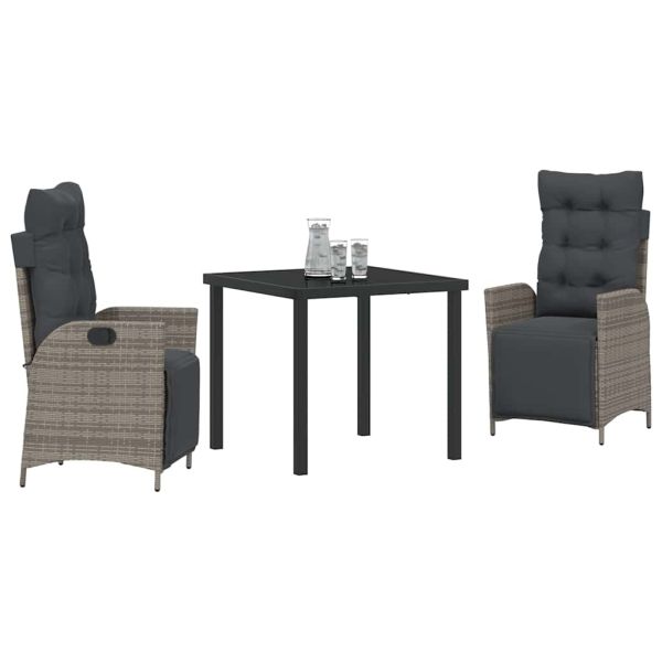 Комплект за хранене в градината 3 pcs Сив полиратан