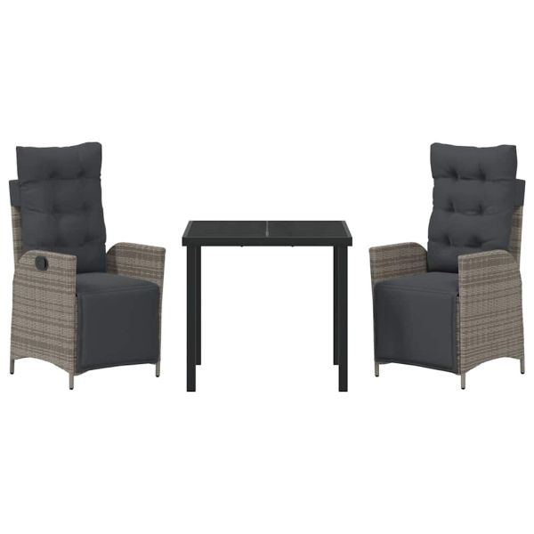 Комплект за хранене в градината 3 pcs Сив полиратан