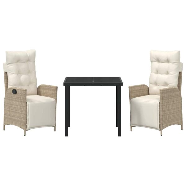 Комплект за хранене в градината 3 pcs Бежово полиратан