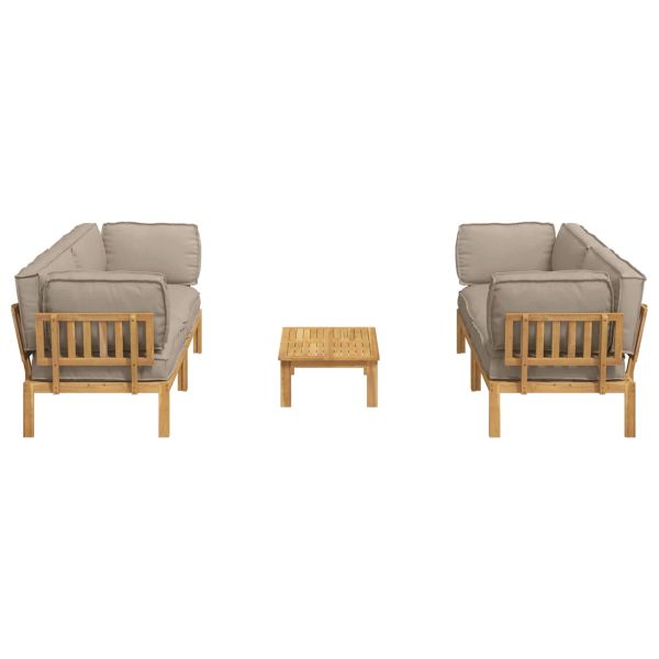 Комплект дивани Едноцветен 5 pcs Таупе Солидно акациево дърво