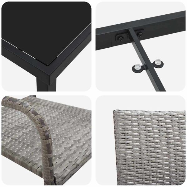 Комплект за хранене в градината 3 pcs Сив полиратан