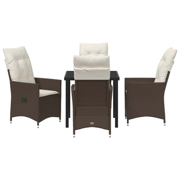 Комплект за хранене в градината 5 pcs Кафяво полиратан