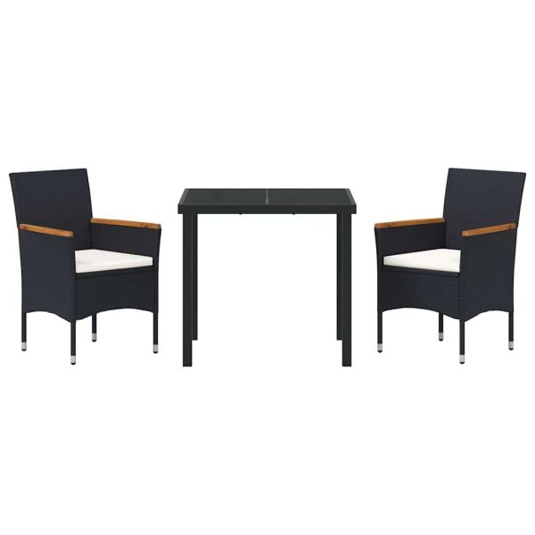 Комплект за хранене в градината 3 pcs Черно полиратан