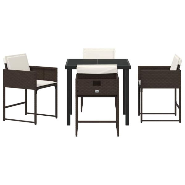 Комплект за хранене в градината 5 pcs Кафяво полиратан