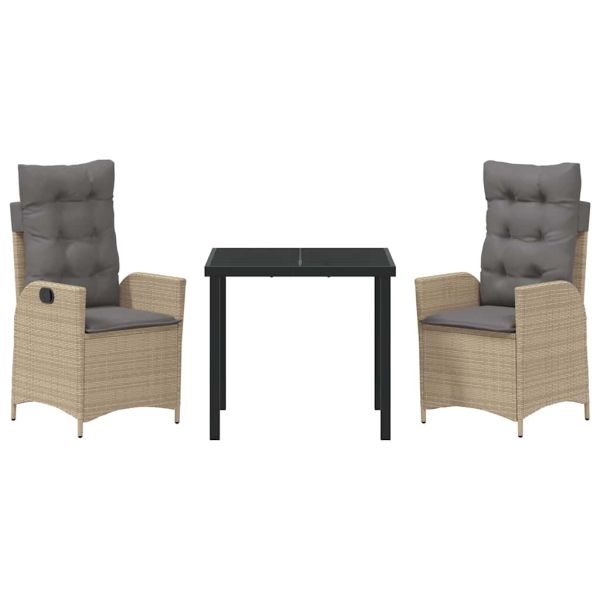 Комплект за хранене в градината 3 pcs Бежово полиратан