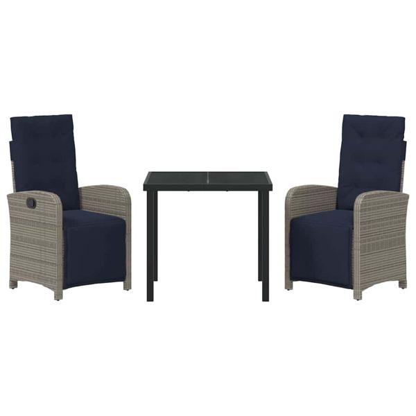 Комплект за хранене в градината 3 pcs Сив полиратан