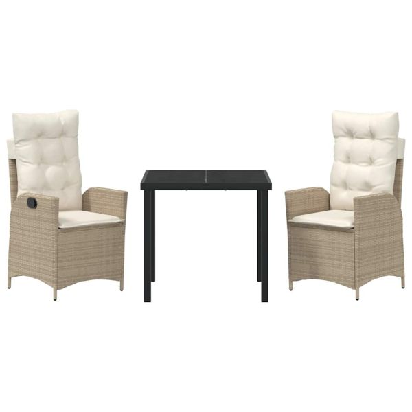 Комплект за хранене в градината 3 pcs Бежово полиратан