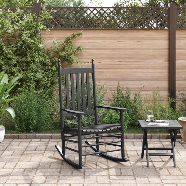 Люлеещ се стол с извита седалка, черен, масивна топола