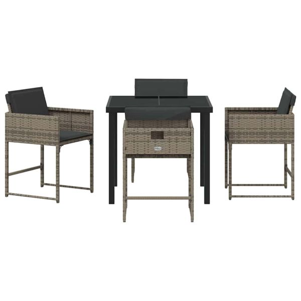 Комплект за хранене в градината 5 pcs Сив полиратан