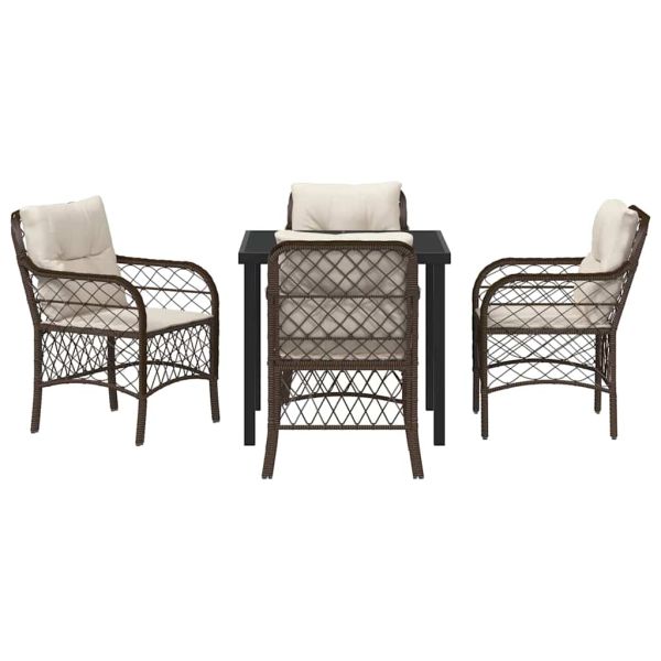 Комплект за хранене в градината 5 pcs Кафяво полиратан