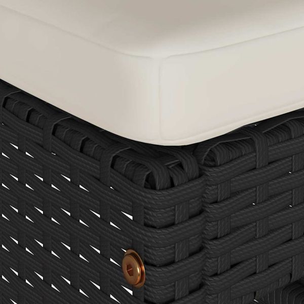 Градински бар табуретки с възглавници, 6 бр, черен полиратан