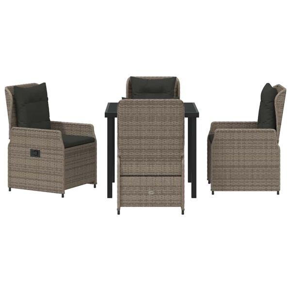 Комплект за хранене в градината 5 pcs Сив полиратан