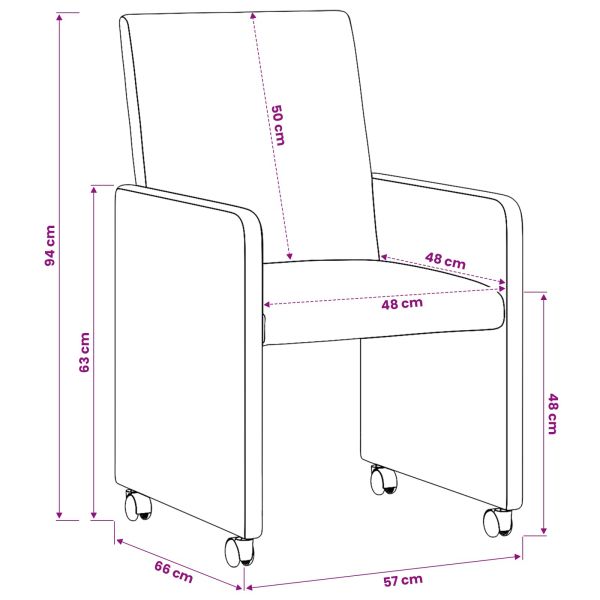 Столове с Колела 2 pcs виненочервен 57 х 66 х 94 см Изкуствена