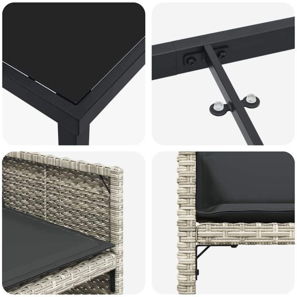 Комплект за хранене в градината 5 pcs Светлосиво полиратан