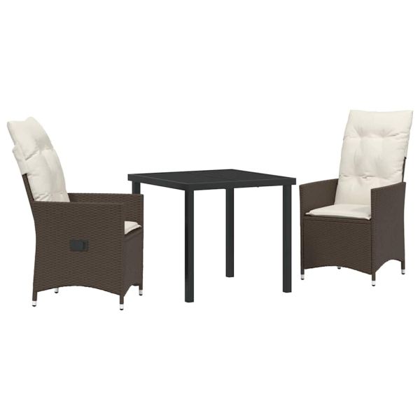 Комплект за хранене в градината 3 pcs Кафяво полиратан