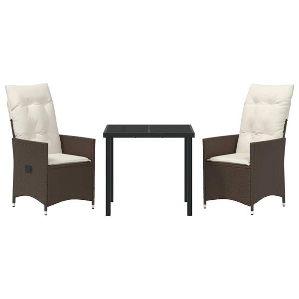 Комплект за хранене в градината 3 pcs Кафяво полиратан