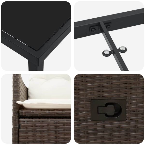 Комплект за хранене в градината 3 pcs Кафяво полиратан