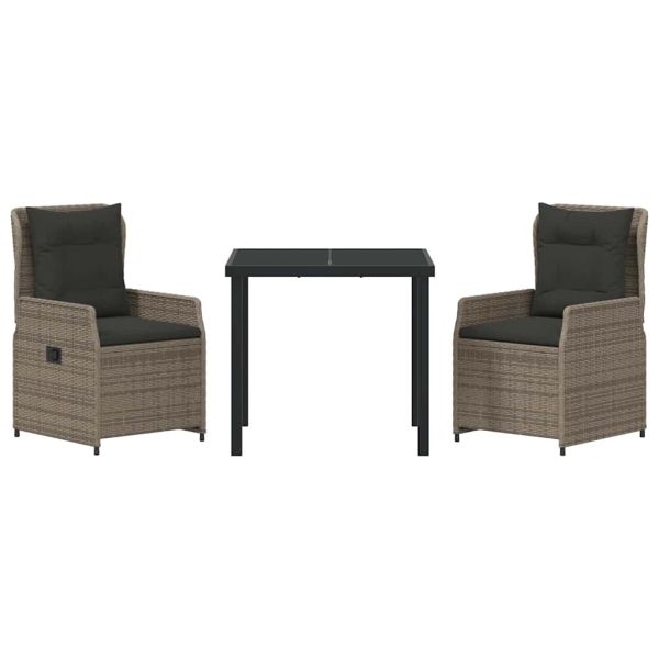 Комплект за хранене в градината 3 pcs Сив полиратан