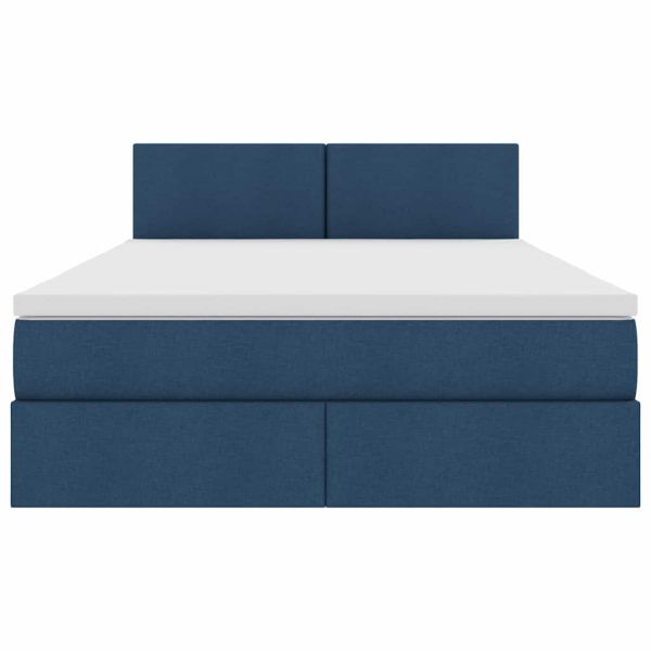 Легло с място за съхранение и LED Синьо 140 x 200 cm текстил
