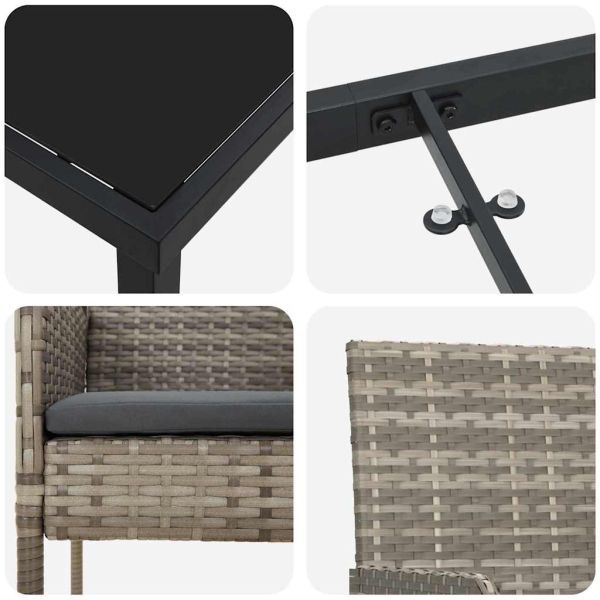 Комплект за хранене в градината 3 pcs Сив полиратан