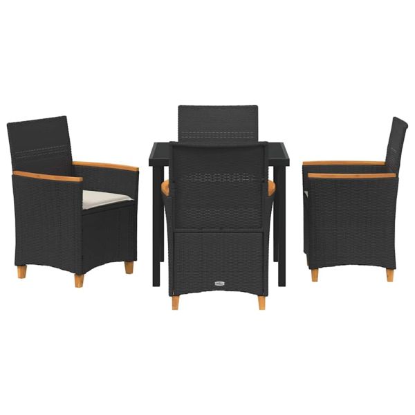 Комплект за хранене в градината 5 pcs Черно полиратан