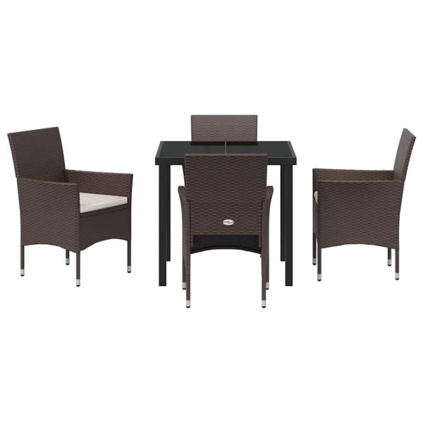 Комплект за хранене в градината 5 pcs Кафяво полиратан