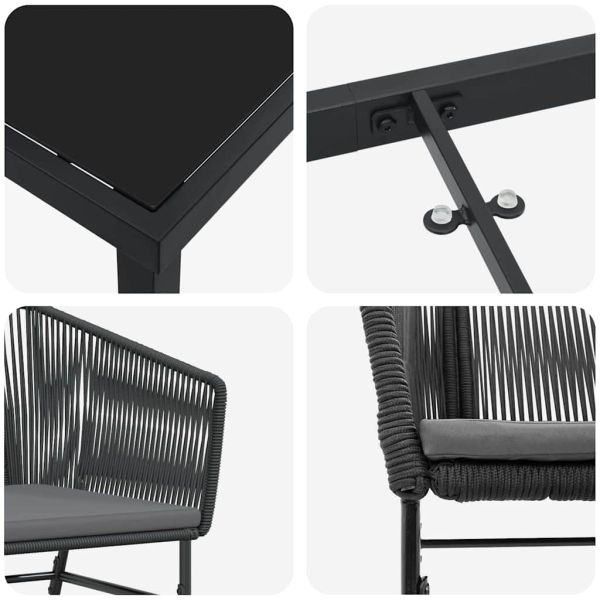 Комплект за хранене в градината с възглавница 5 pcs Черно