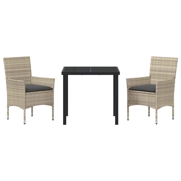 Комплект за хранене в градината 3 pcs Светлосиво полиратан