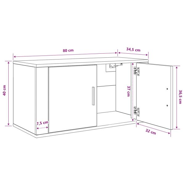 Стенен ТВ кабинет дъб артизан 80 х 34.5 х 40 см Инженерно дърво