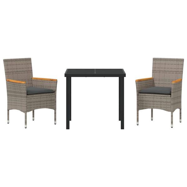 Комплект за хранене в градината 3 pcs Сив полиратан