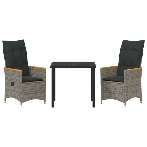 Комплект за хранене в градината 3 pcs Сив полиратан