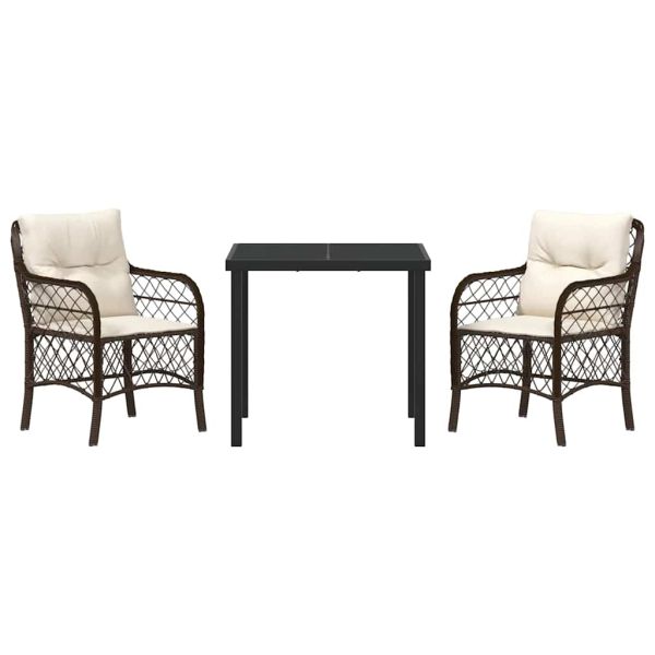 Комплект за хранене в градината 3 pcs Кафяво полиратан