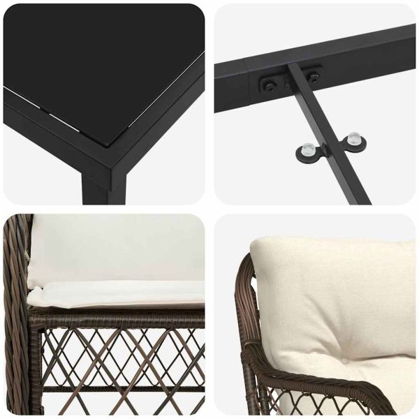 Комплект за хранене в градината 3 pcs Кафяво полиратан