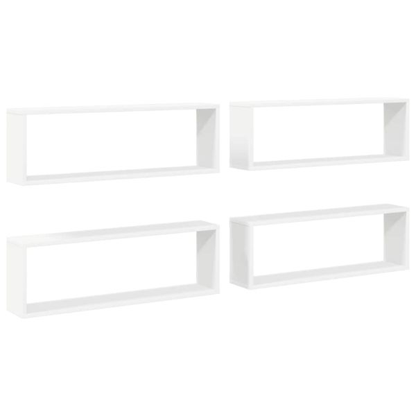 Стенни кубични рафтове 4 бр, бели, 80x15x26,5см инженерно дърво