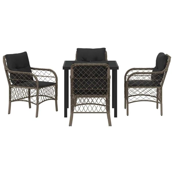 Комплект за хранене в градината 5 pcs Сив полиратан