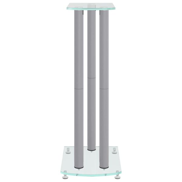 Стойки за тонколони 2 бр сребристи закалено стъкло 3 стълба