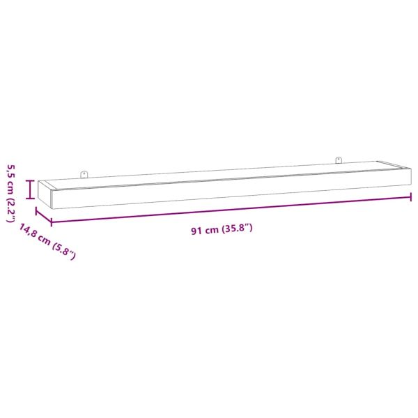 Стенни рафтове 2 бр 90x15x4 см тиково дърво масив
