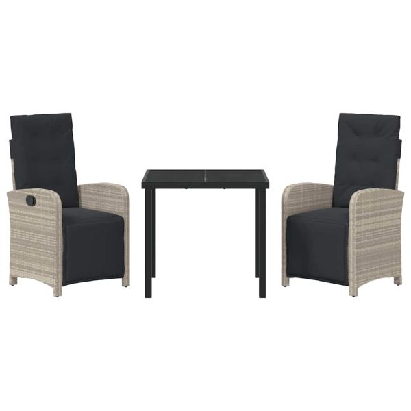 Комплект за хранене в градината 3 pcs Светлосиво полиратан