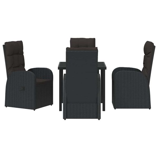 Комплект за хранене в градината 5 pcs Черно полиратан