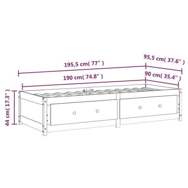 Дневно легло меденокафяв 90x190 см Single борово дърво масив