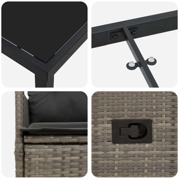 Комплект за хранене в градината 5 pcs Сив полиратан