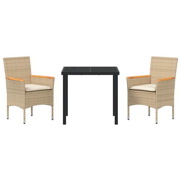 Комплект за хранене в градината 3 pcs Бежово полиратан